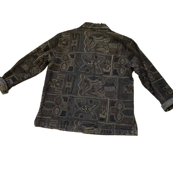 Chicos Size 1 Embroidered Beaded Thick Jacket Unique Trendy Pattern Abstract - Picture 7 of 10